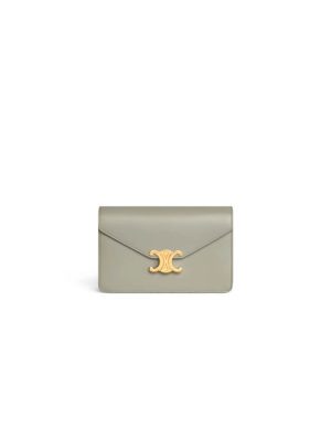CELINE MARGO Shiny Calfskin Leather Chain Wallet