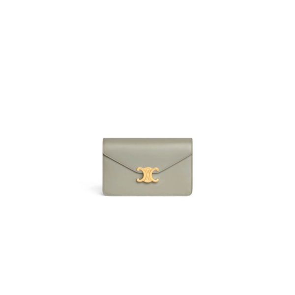 CELINE MARGO Shiny Calfskin Leather Chain Wallet
