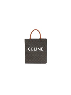 CELINE Vertical Cabas bag in calfskin with logo print and Celine print
