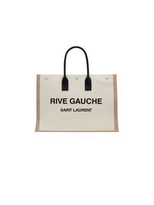 RIVE GAUCHE TOTE BAG IN LINEN AND LEATHER