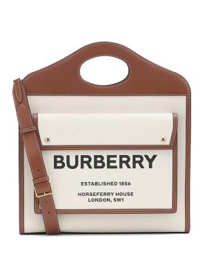 Pocket Medium leather-trimmed canvas tote