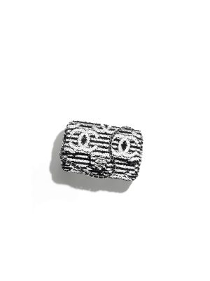 Chanel little black and white striped bag