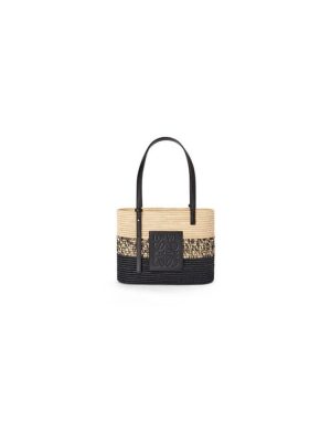 LOEWE Small Square Basket Bag in Raffia and Calfskin(HIGH-END GRADE)