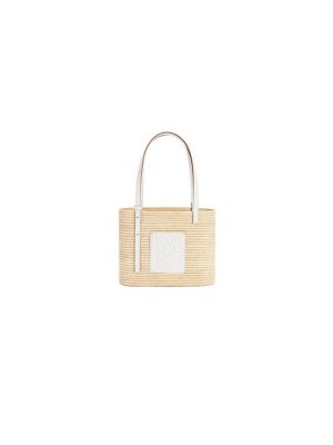 LOEWE Small Square Basket Bag in Raffia and Calfskin(HIGH-END GRADE)
