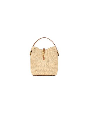 YSL LE 37 IN WOVEN RAFFIA AND VEGETABLE-TANNED LEATHER(HIGH-END GRADE)