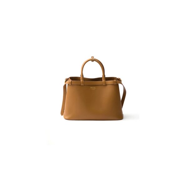 Prada Buckle medium leather handbag with double belt(high-end grade)