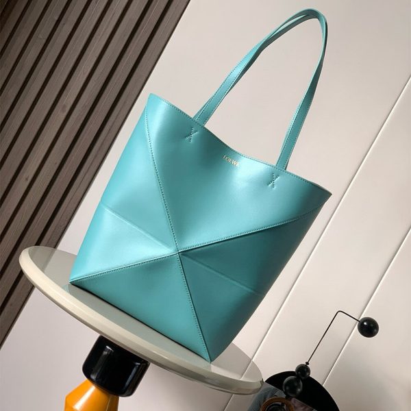 LOEWE Medium Puzzle Fold tote in shiny calfskin(HIGH-END GRADE)