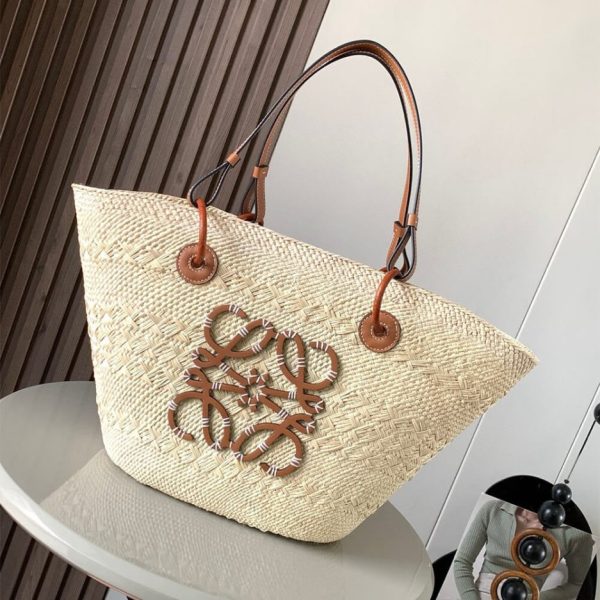 LOEWE Medium Anagram Basket in Palm and Calfskin(HIGH-END GRADE)