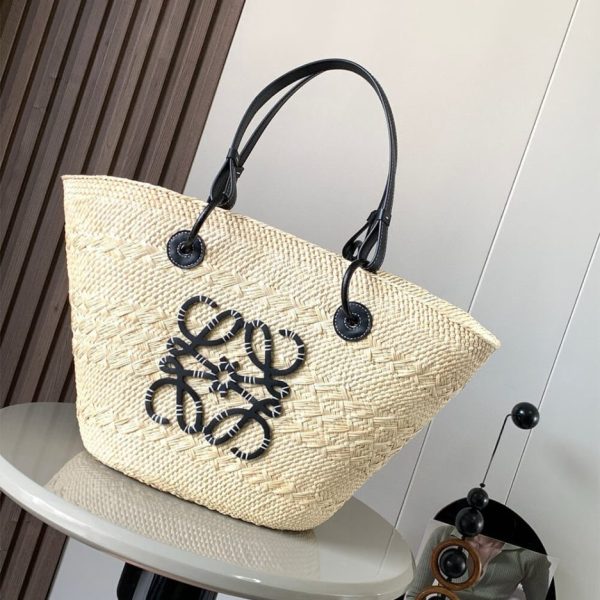 LOEWE Medium Anagram Basket in Palm and Calfskin(HIGH-END GRADE)