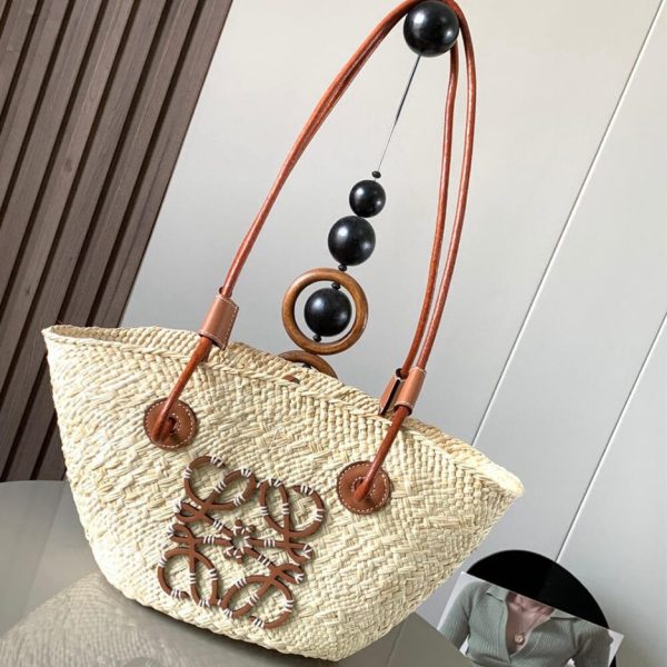 LOEWE Anagram Basket Small Palm and Calfskin Bag(HIGH-END GRADE)