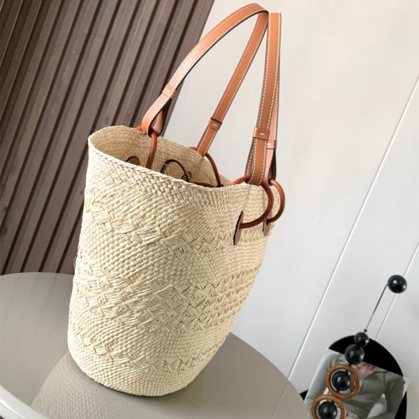 LOEWE Medium Anagram Basket in Palm and Calfskin(HIGH-END GRADE)