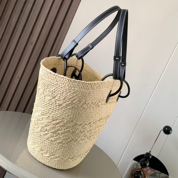 LOEWE Medium Anagram Basket in Palm and Calfskin(HIGH-END GRADE)