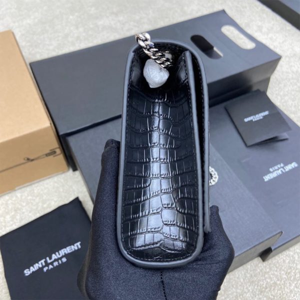 YSL kate medium tassel in crocodile-embossed leather