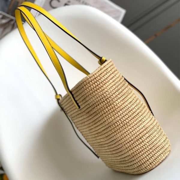 LOEWE Small Square Basket Bag in Raffia and Calfskin(HIGH-END GRADE)