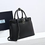 Prada Buckle medium leather handbag with double belt(high-end grade)