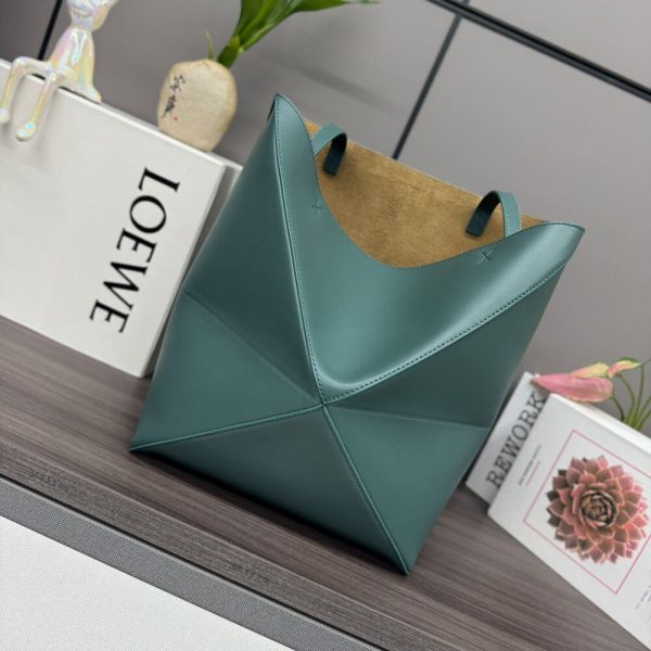 LOEWE Medium Puzzle Fold tote in shiny calfskin(HIGH-END GRADE)