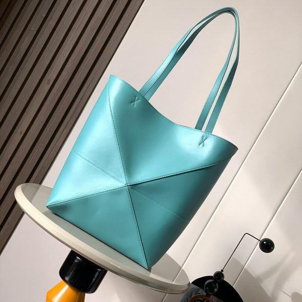 LOEWE Medium Puzzle Fold tote in shiny calfskin(HIGH-END GRADE)