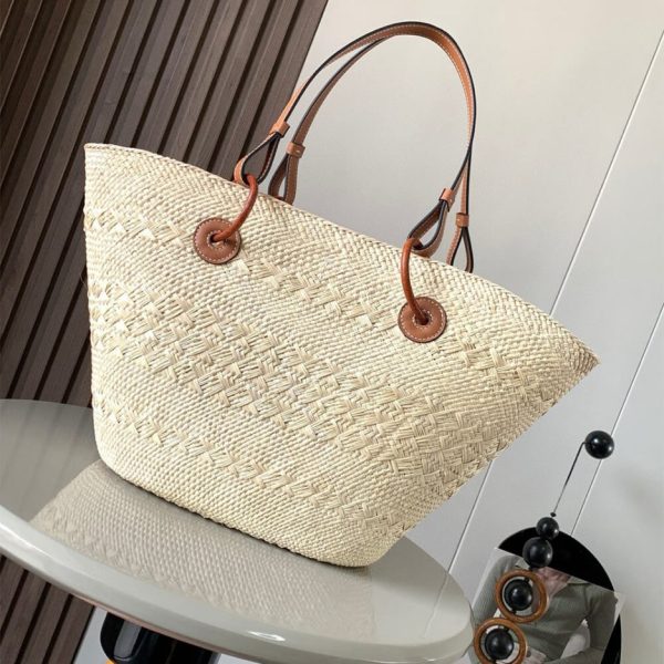 LOEWE Medium Anagram Basket in Palm and Calfskin(HIGH-END GRADE)