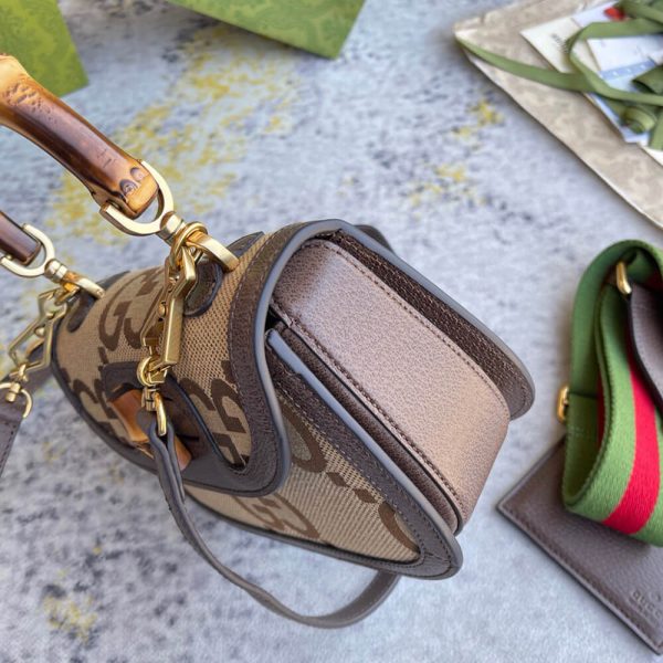 GUCCI BAMBOO 1947 JUMBO GG SMALL TOP HANDLE BAG