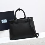 Prada Buckle medium leather handbag with double belt(high-end grade)
