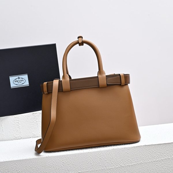 Prada Buckle medium leather handbag with double belt(high-end grade)