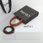 CELINE Mini Vertical Cabas Bag in Calfskin Leather with Logo and Celine Print
