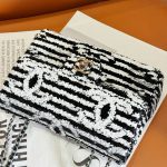 Chanel little black and white striped bag