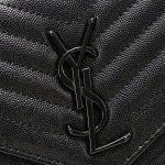 Saint Laurent Chain-strap YSL-plaque grained-leather wallet