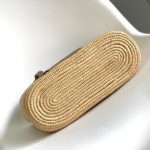 LOEWE Small Square Basket Bag in Raffia and Calfskin(HIGH-END GRADE)
