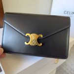 CELINE MARGO Shiny Calfskin Leather Chain Wallet