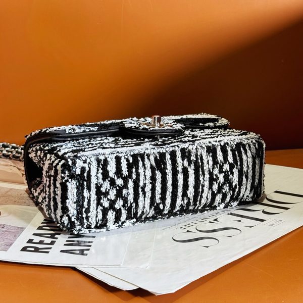 Chanel little black and white striped bag