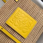 LOEWE Small Square Basket Bag in Raffia and Calfskin(HIGH-END GRADE)