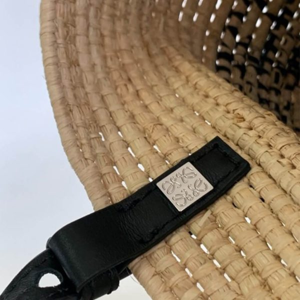 LOEWE Small Square Basket Bag in Raffia and Calfskin(HIGH-END GRADE)