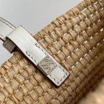 LOEWE Small Square Basket Bag in Raffia and Calfskin(HIGH-END GRADE)