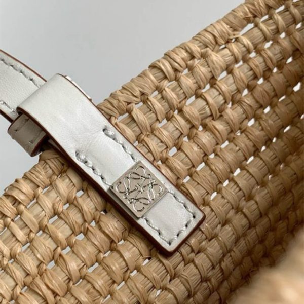LOEWE Small Square Basket Bag in Raffia and Calfskin(HIGH-END GRADE)