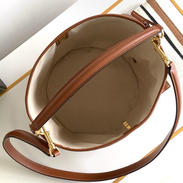 Celine BUCKET 16 BAG IN STRIPED TEXTILE WITH CELINE JACQUARD(high-end grade)
