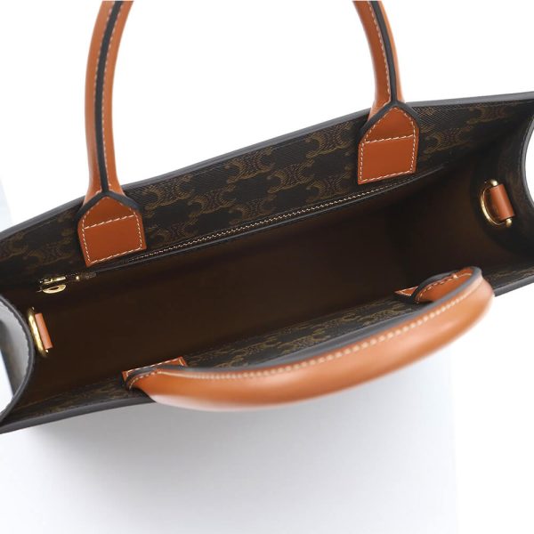 CELINE Vertical Cabas bag in calfskin with logo print and Celine print
