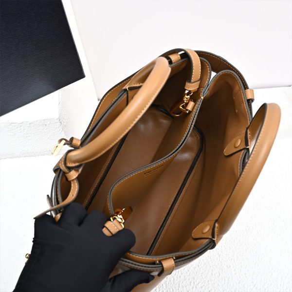 Prada Buckle medium leather handbag with double belt(high-end grade)